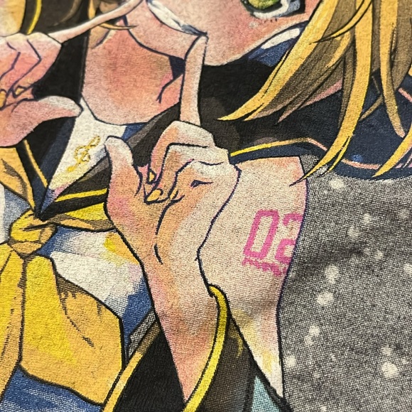 Kagamine Rin Hatsune Miku T-Shirt Graphic Tee Anime Black size LG - Picture 4 of 11